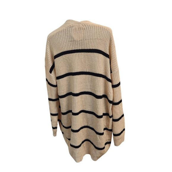 NWT Main Strip Beige and Black Stripe Cardigan Size L - Picture 4 of 6